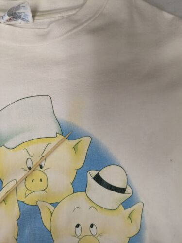 Vintage Three Little Pigs Disney T-Shirt Size XL White Movie Promo 90s