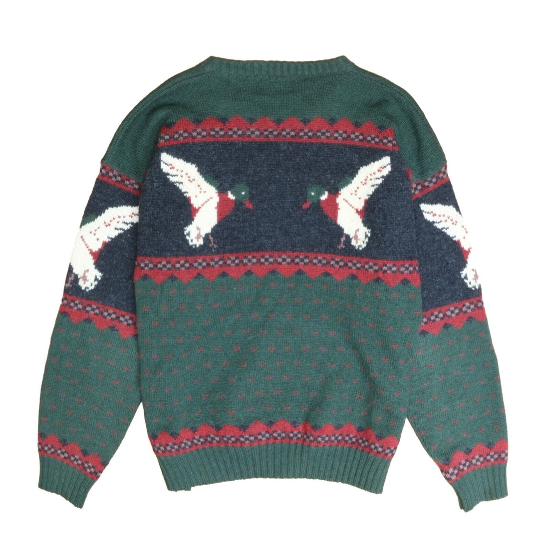 Vintage Woolrich Mallard Duck Wool Knit Sweater Size XL Green Red