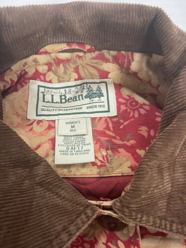 Vintage LL Bean Barn Work Coat Jacket Women Size Medium Red Floral