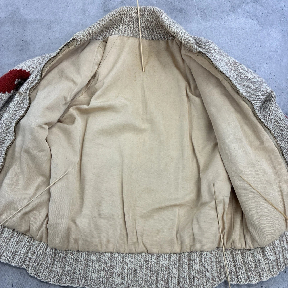 Hunting Pheasant Duck Wool Knit Cowichan Sweater Size Medium Vintage