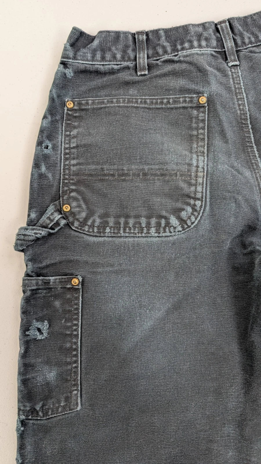 Carhartt Canvas Carpenter Double Knee Work Pants 32 X 30 Distressed B01 BLK