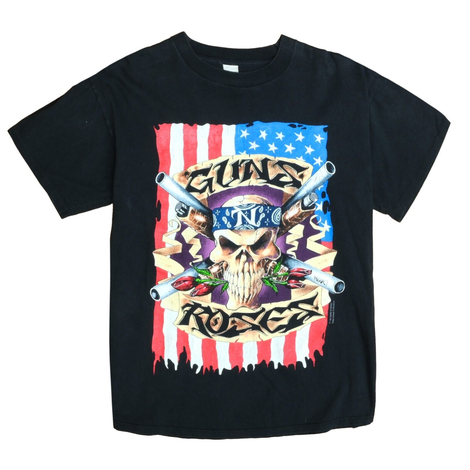 Vintage Guns N Roses T-Shirt Size Large Black Band Tee 1993