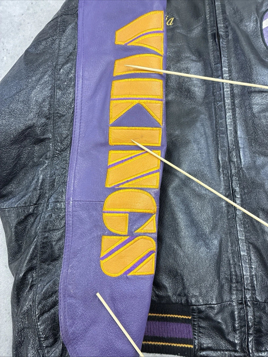 Vintage Minnesota Vikings Leather Varsity Jacket Size Large NFL