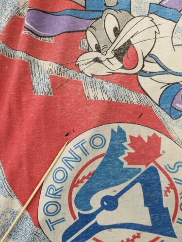 Vintage Toronto Blue Jays Bugs Bunny Fastball T-Shirt Medium AOP 1993 90s MLB