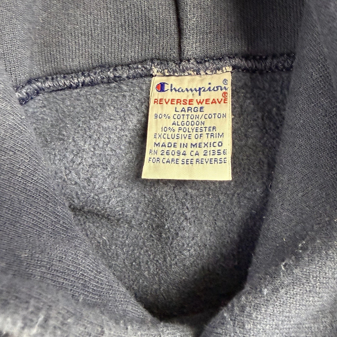 Vintage Champion Reverse Weave Sweatshirt Hoodie Size Large Blue 90s