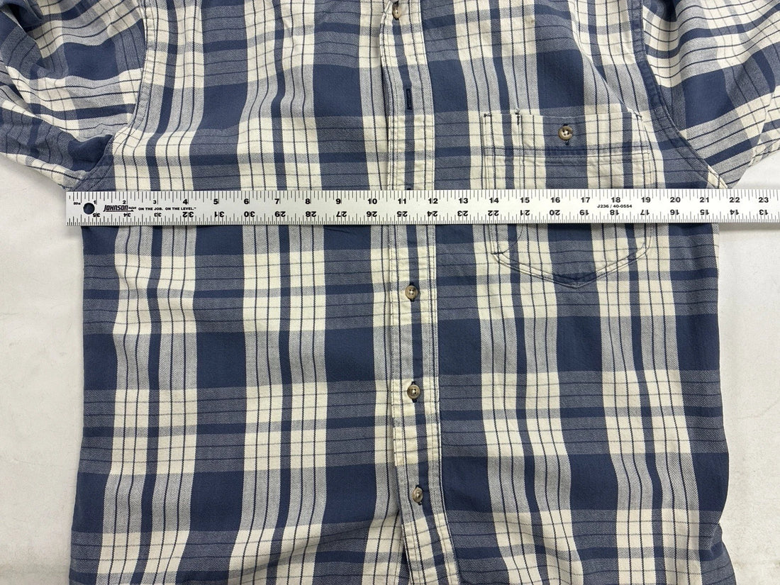 Eddie Bauer McKinley Cloth Button Up Shirt Size Medium Blue Plaid