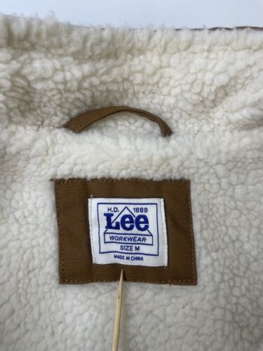 Lee Canvas Work Vest Jacket Size Medium Brown Sherpa Lined