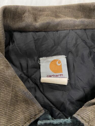 Vintage Carhartt Canvas Arctic Work Jacket Size XL Black Corduroy Trim