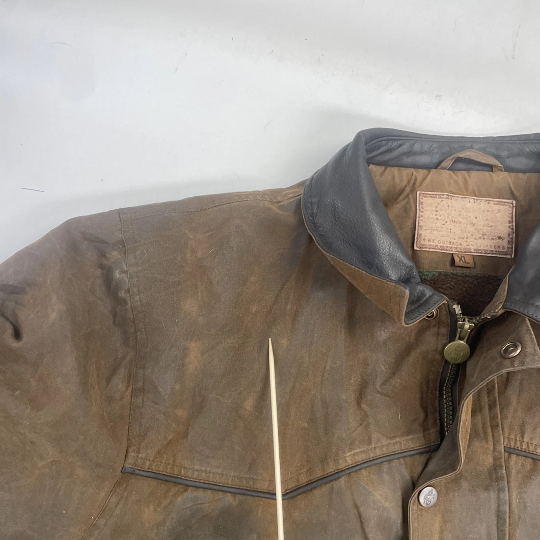 Outback Western Waxed Bomber Jacket Size XL Brown