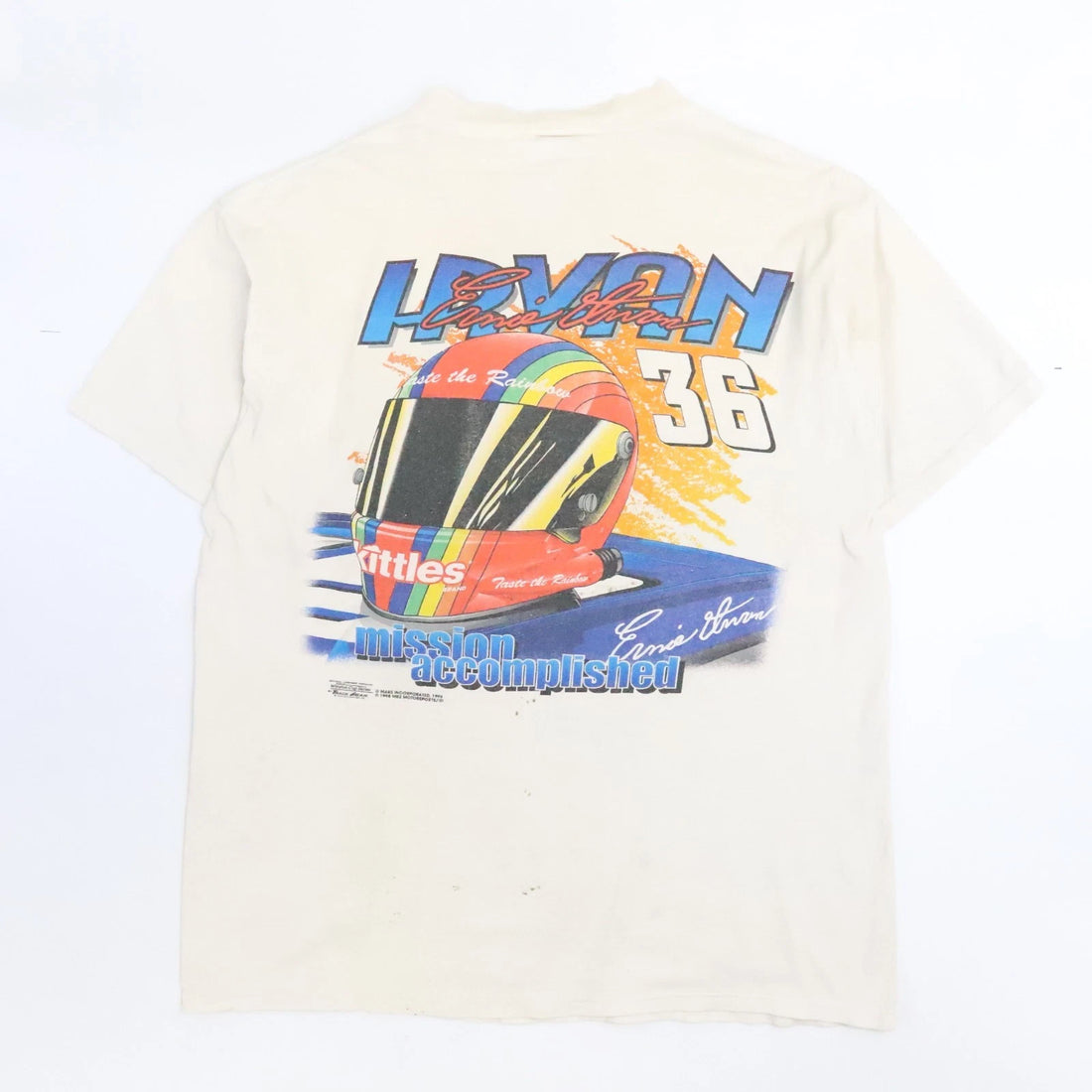 Vintage Ernie Irvan Man On A Mission Skittles Racing T-Shirt XL NASCAR