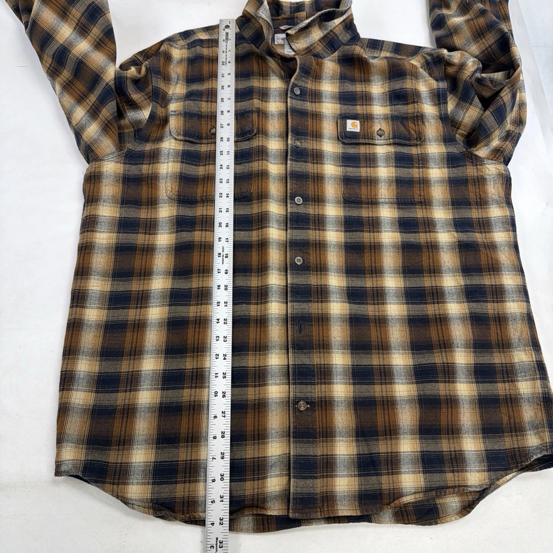 Carhartt Button Up Shirt Size XL Brown Plaid