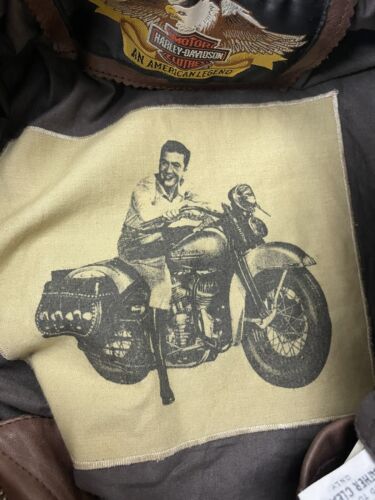 Vintage Harley Davidson Motorcycle Leather Bomber Jacket Size Medium Brown