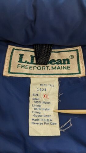 Vintage L.L. Bean Puffer Vest Jacket Size XL Tall Blue