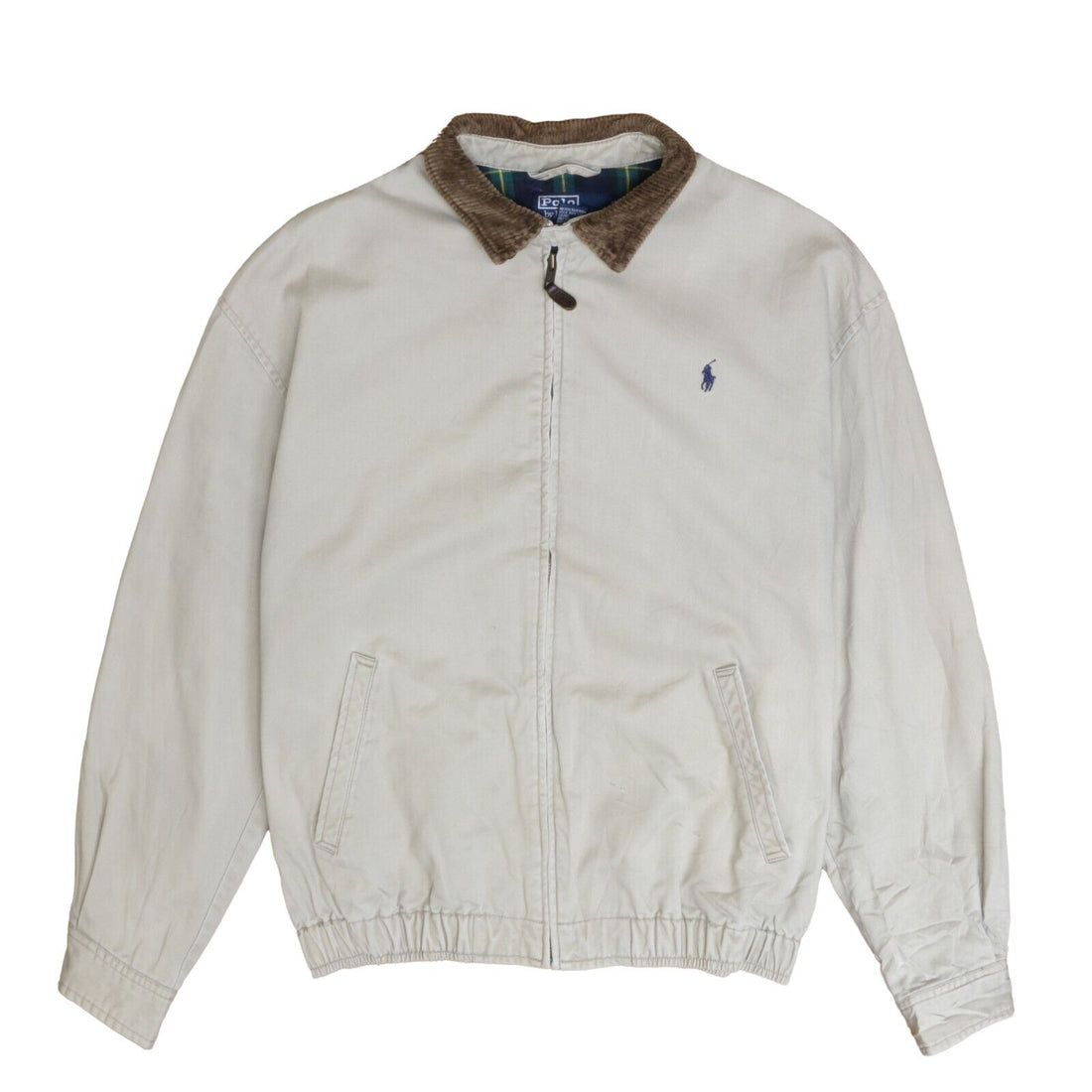 Vintage Polo Ralph Lauren Harrington Jacket Medium Corduroy Trim Plaid Lined