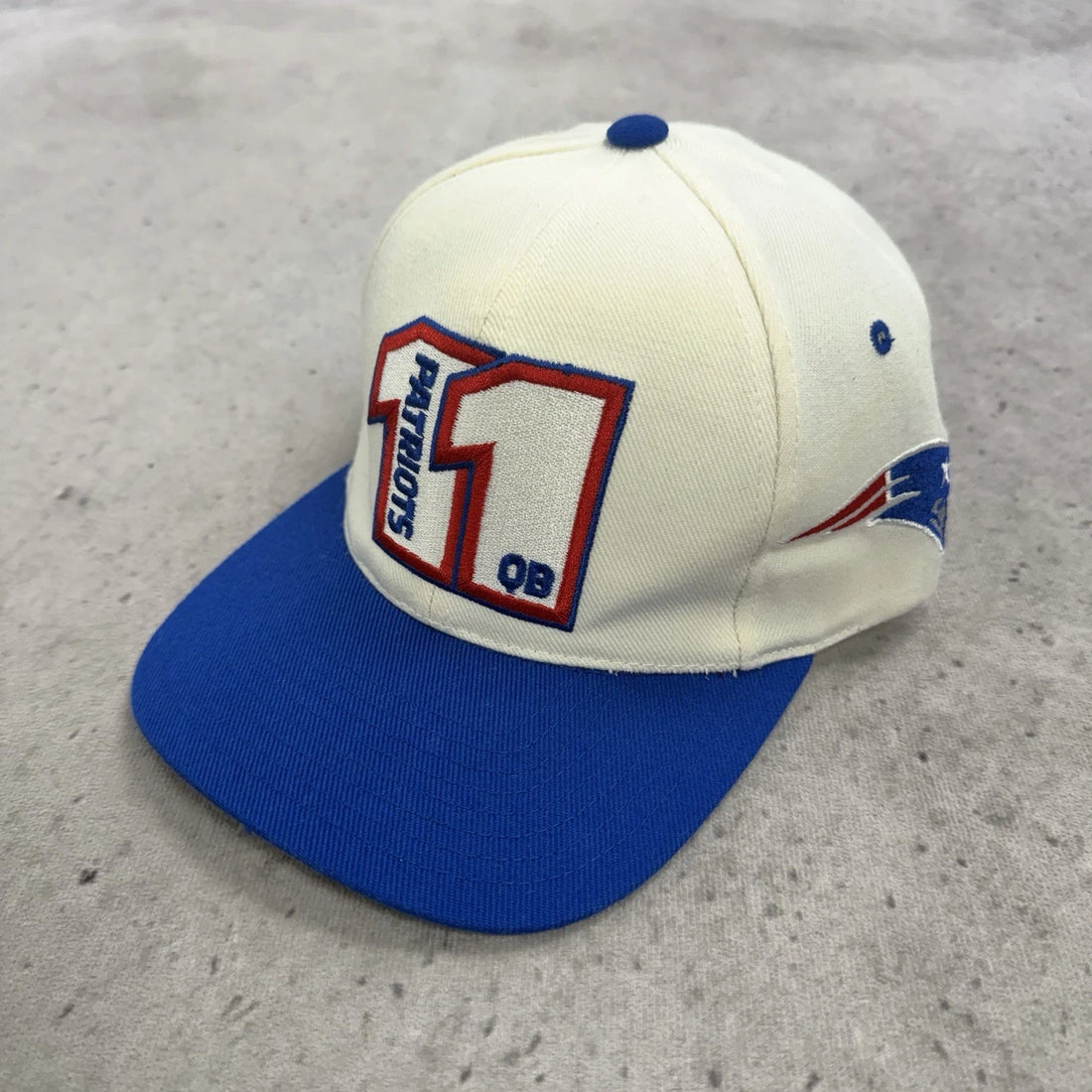 Vintage New England Patriots Drew Bledsoe AJD Wool Snapback Cap Hat OSFA NFL