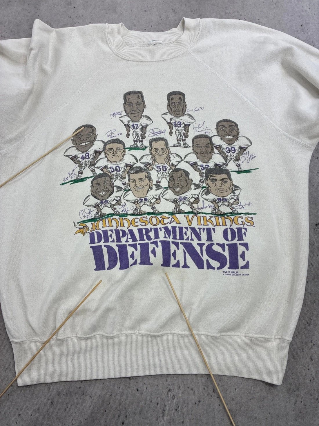 Vintage Minnesota Vikings Caricature Sweatshirt Crewneck Size XL 90s NFL
