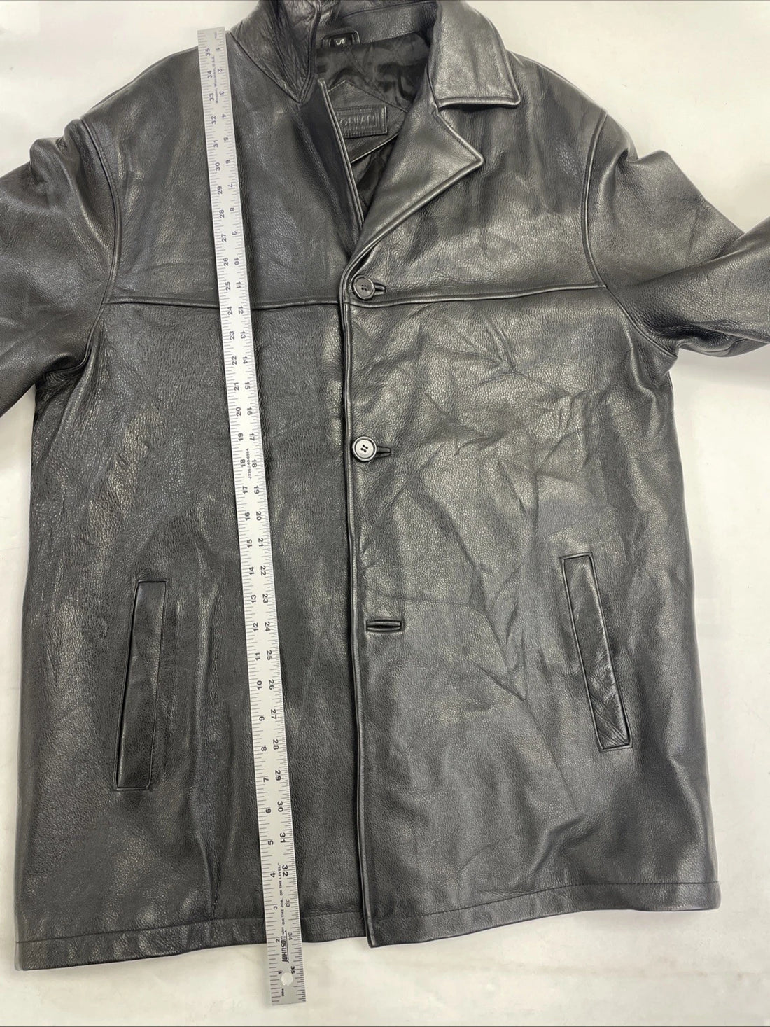 Bostonian Leather Coat Jacket Size Large Black