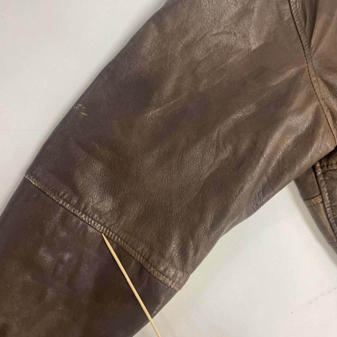Vintage Map Lined Leather Bomber Jacket Size Large Brown