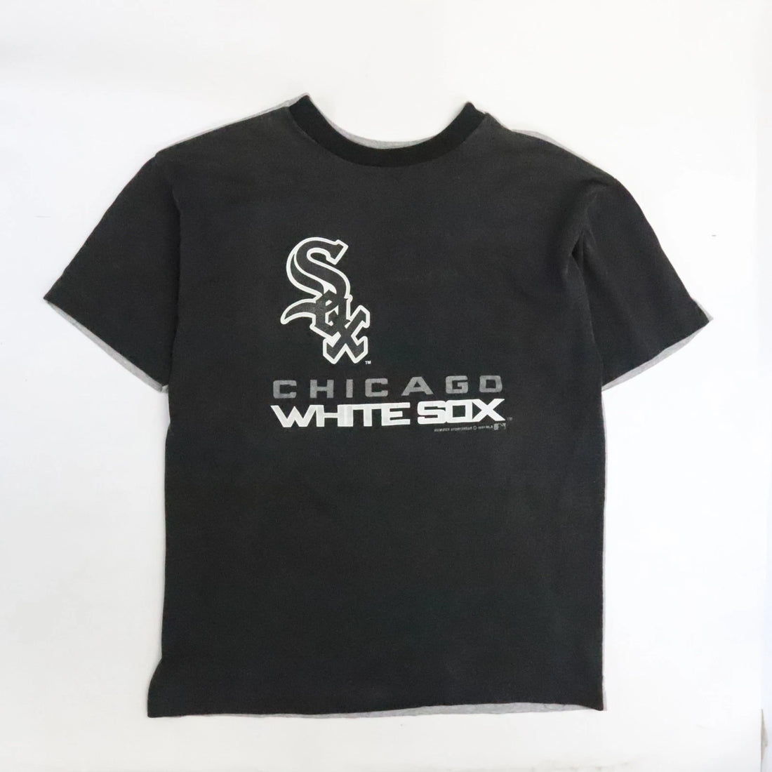 Vintage Chicago White Sox T-Shirt Size XL Double Sided Two Tone 1991 90s MLB
