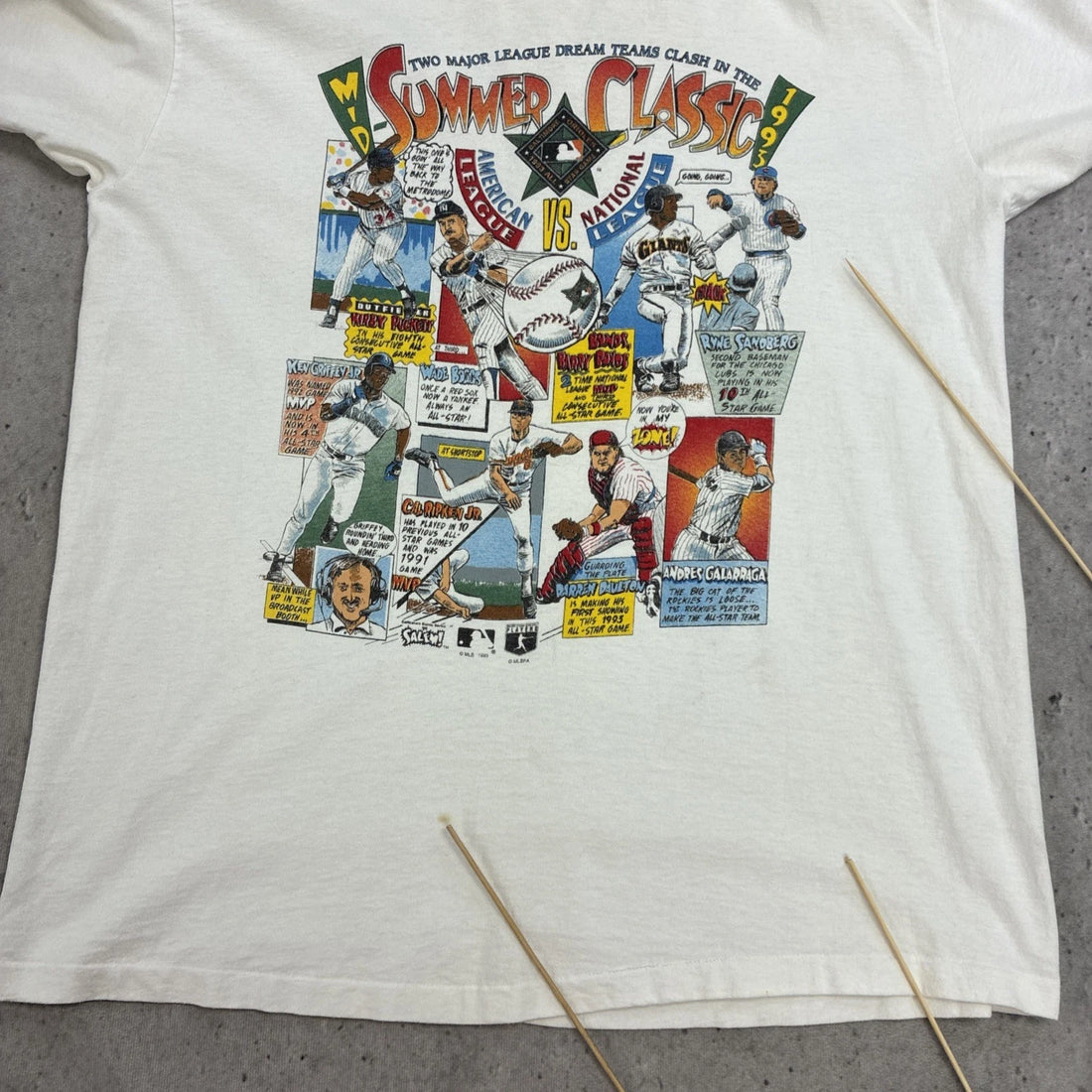 Vintage MLB All Star Game 1993 Summer Classic Comic Strip Salem T-Shirt XL 90s