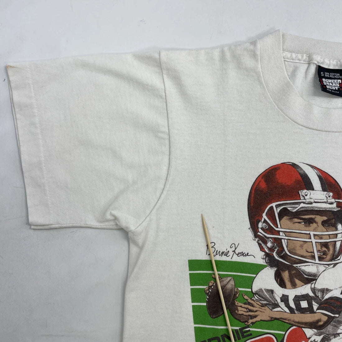 Vintage Cleveland Browns Bernie Kosar Caricature T-Shirt Size Small 1987 80s NFL