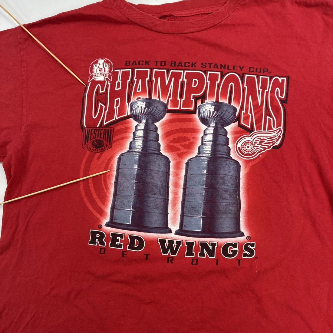Vintage Detroit Red Wings Stanley Cup Champs Logo 7 T-Shirt Size XL 1998 90s NHL