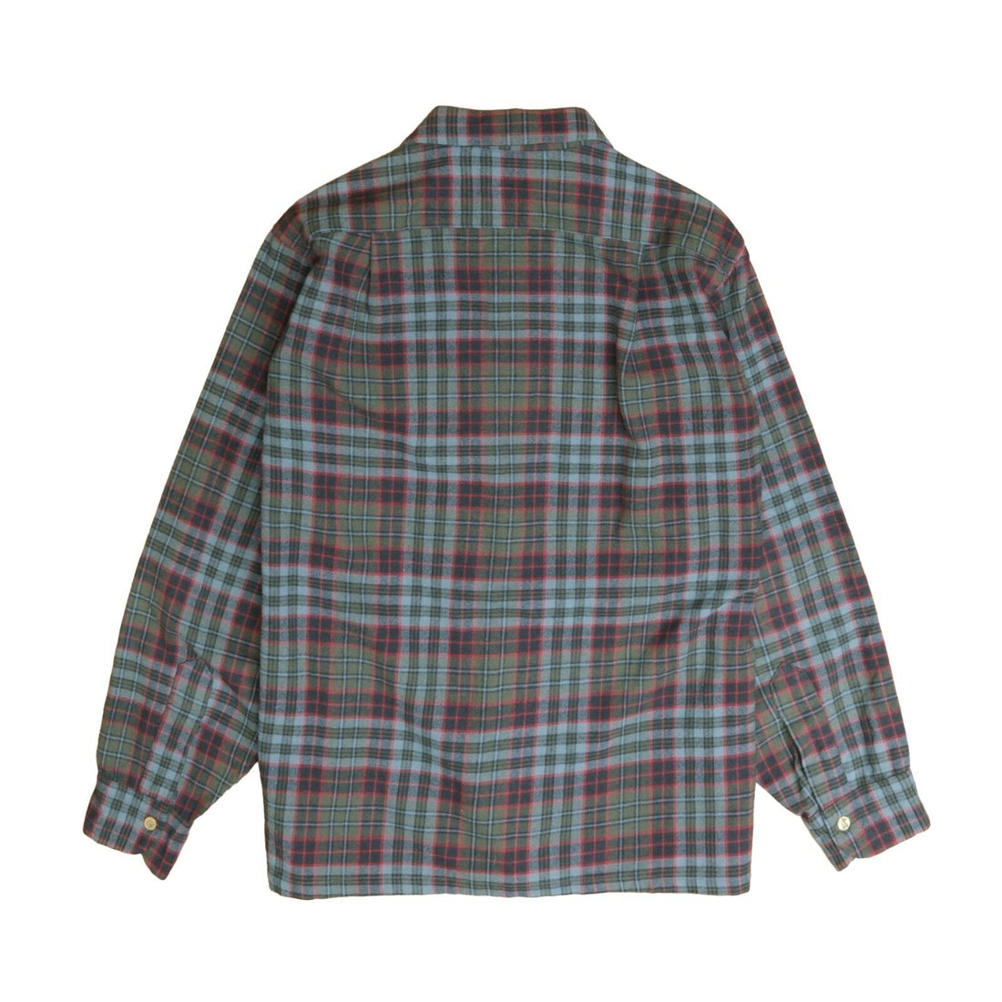 Vintage Pendleton Wool Board Button Up Shirt Large Green Plaid Long Sleeve
