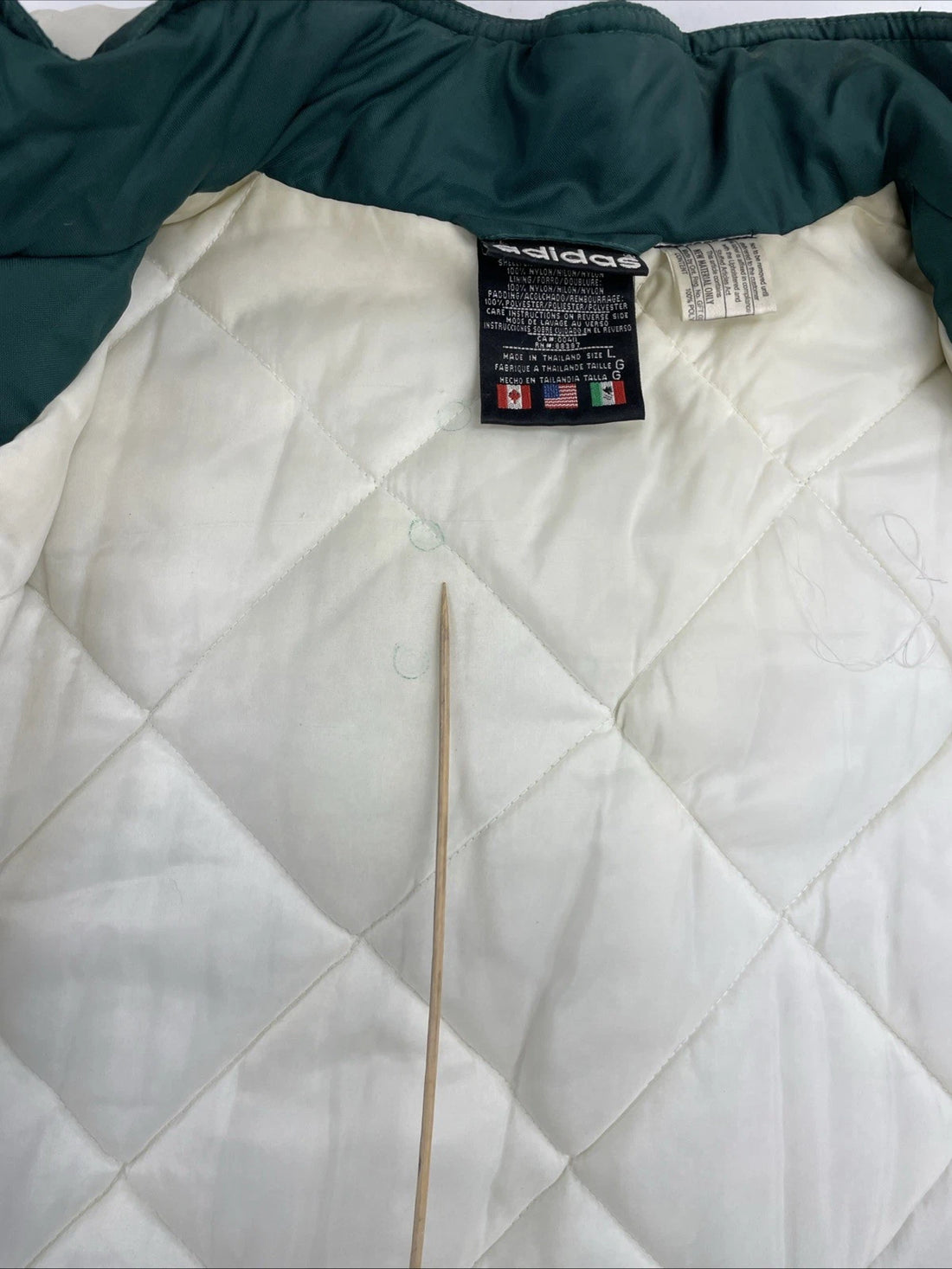 Vintage Adidas Puffer Parka Coat Jacket Size Large Green Insulated