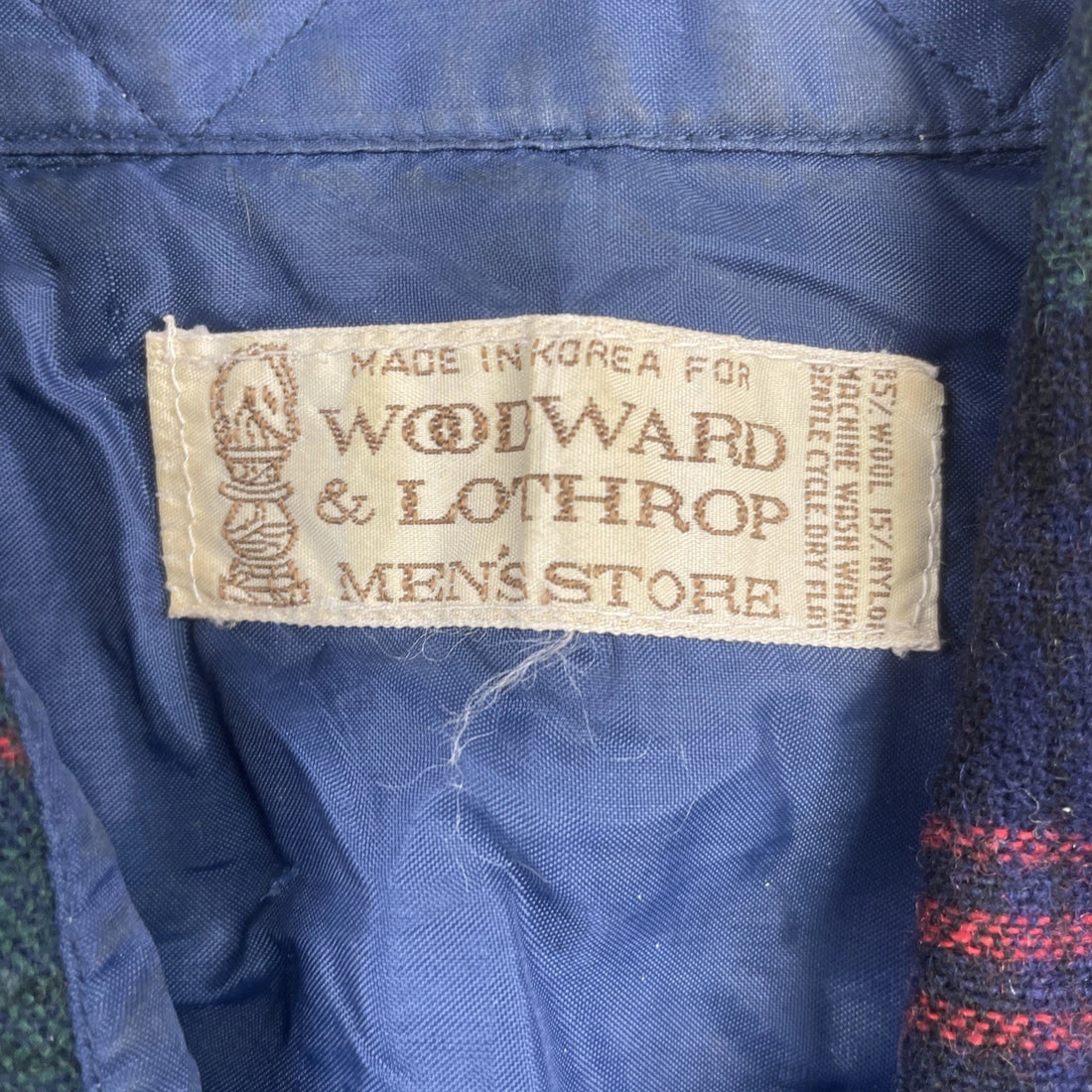 Vintage Woodward & Lothrop Wool Button Up Shirt Size Large Plaid