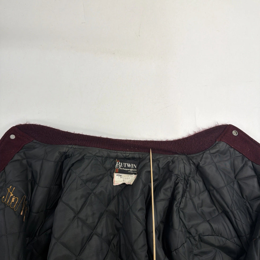 Vintage Butwin Leather Wool Varsity Jacket Size 48