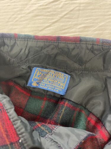 Vintage Pendleton Lodge Wool Button Up Shirt Size Large Red Tartan Plaid