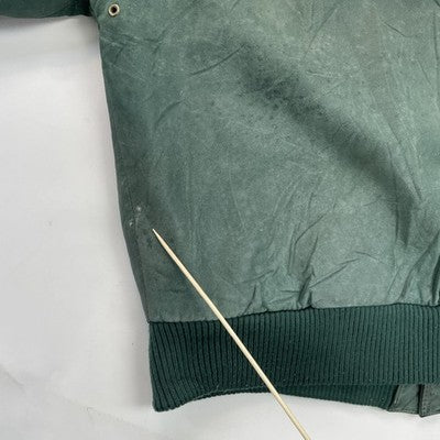 Vintage G-III Global Identity Leather Bomber Jacket Size Small Green