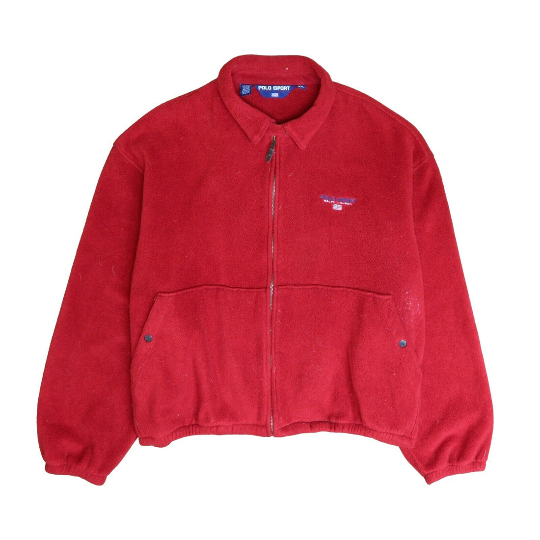 Vintage Polo Sport Ralph Lauren Full Zip Fleece Jacket Size 2XL Red