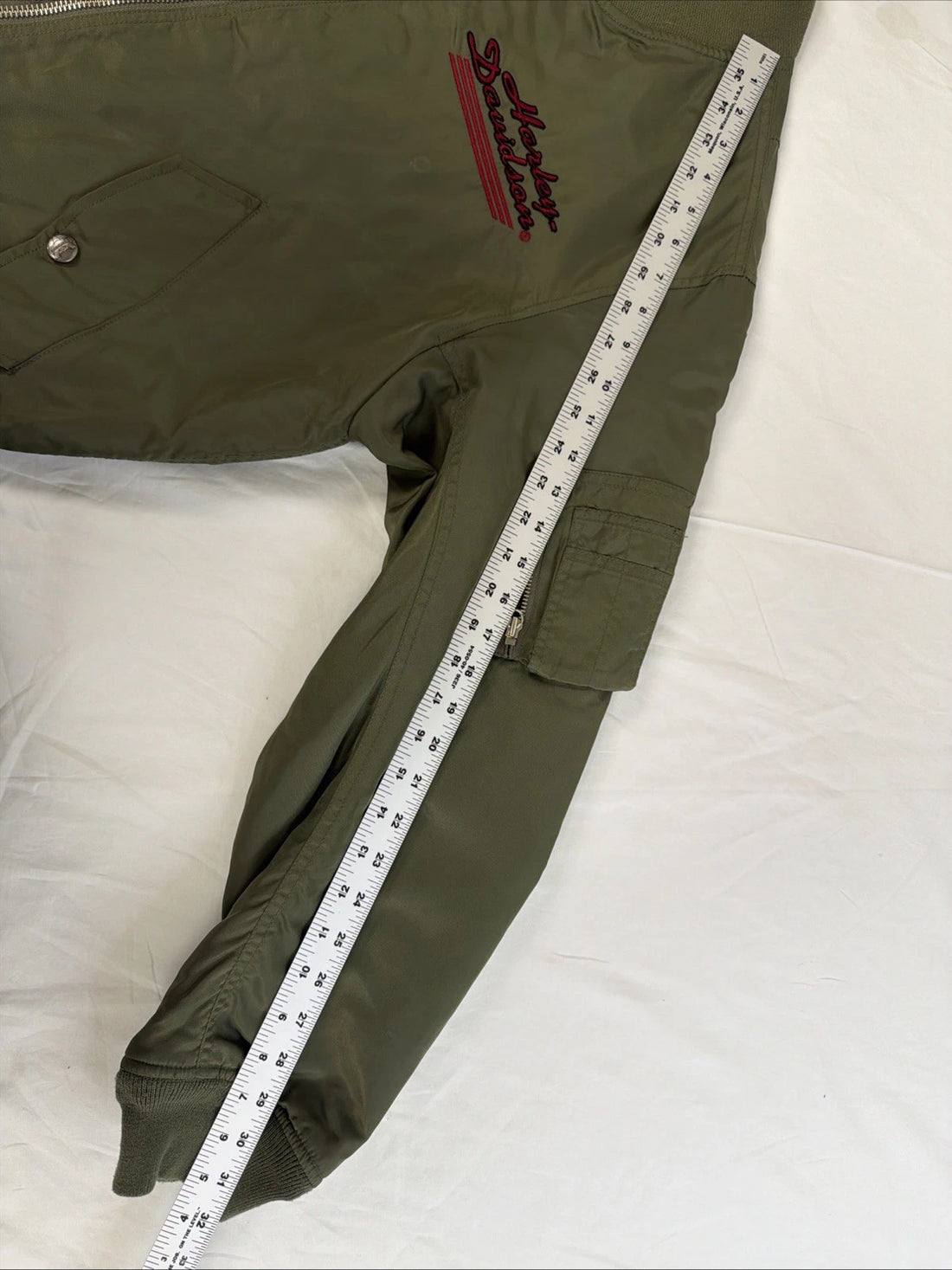 Harley Davidson Motorcycles Bomber Jacket Size Small Green Embroidered