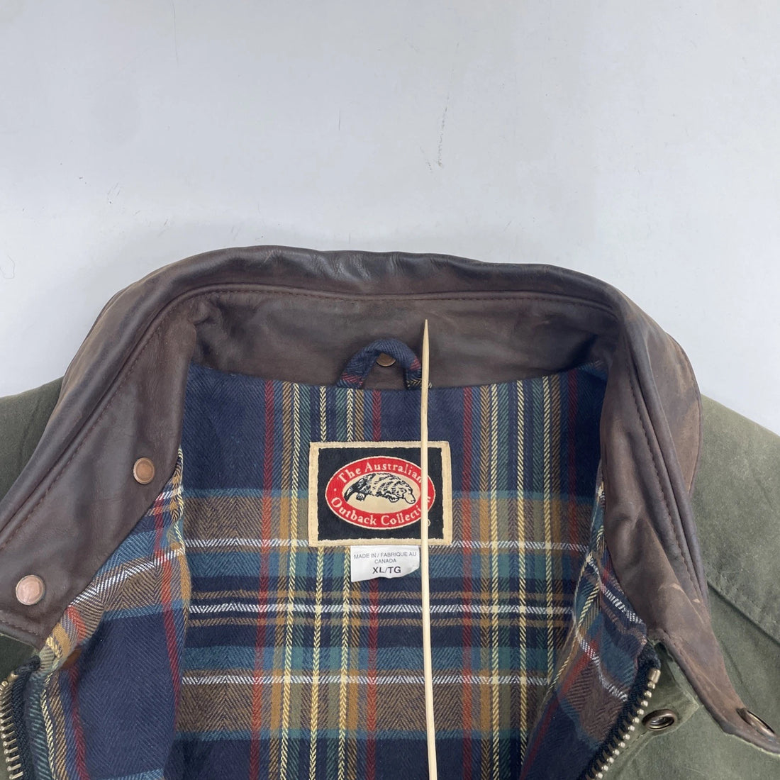 Vintage Australian Outback Waxed Cotton Coat Jacket Size XL Green