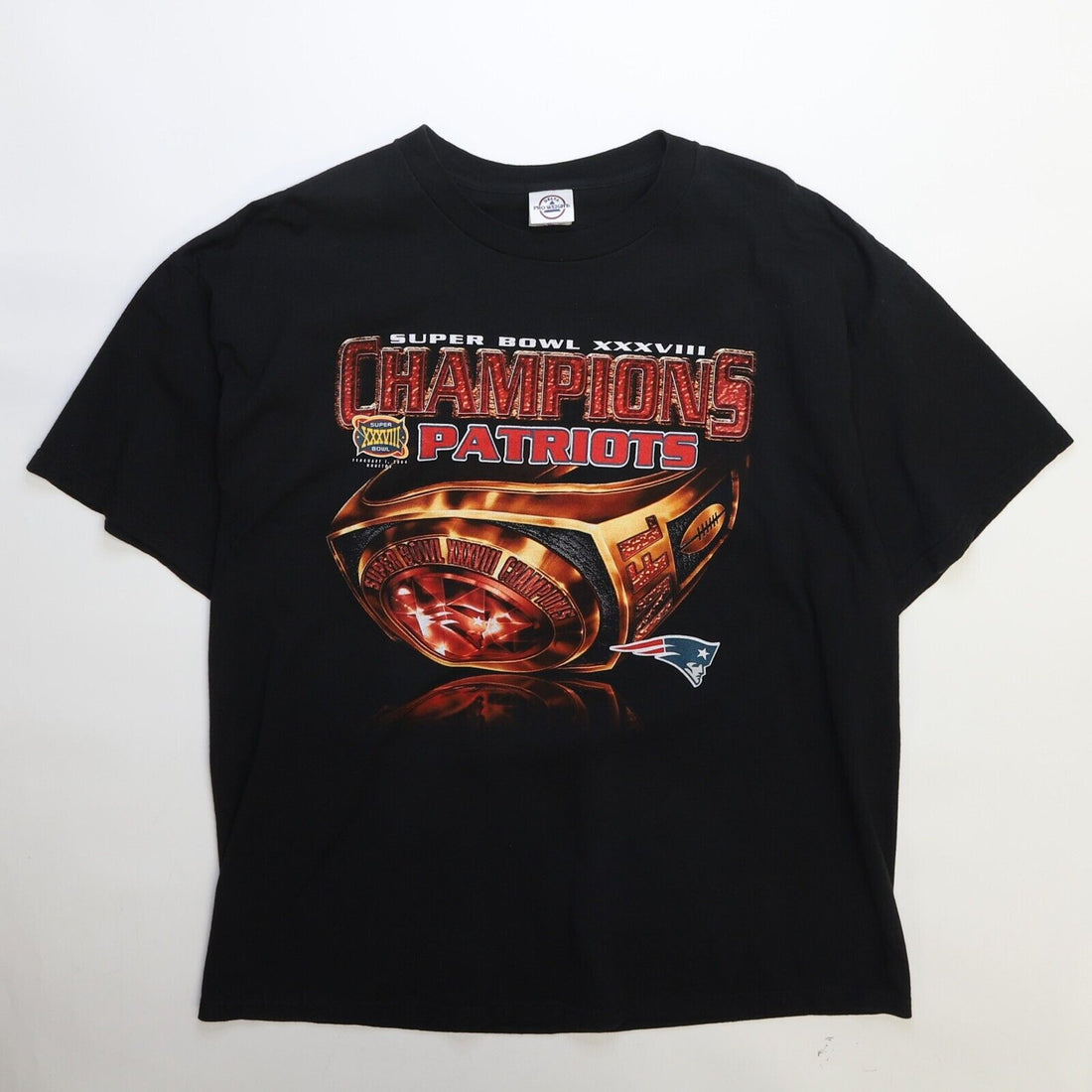 Vintage New England Patriots Super Bowl XXXVIII Ring T-Shirt XL 2004 NFL