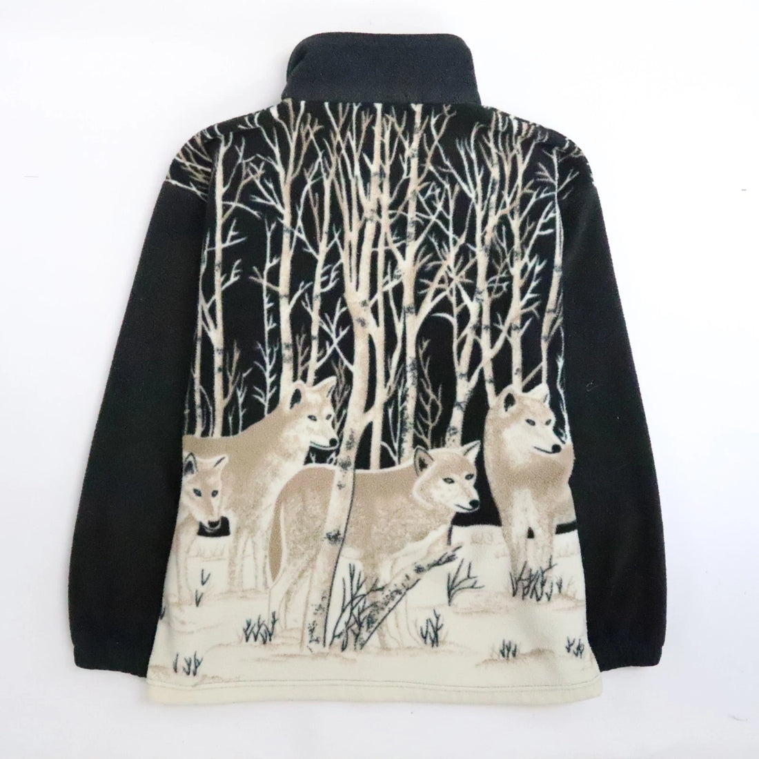 Wolf Forest Urban Wildlife Fleece Jacket Size Medium Nature All Over Print