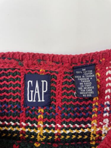 Vintage Gap Tartan Plaid Crewneck Sweater Size Medium Red