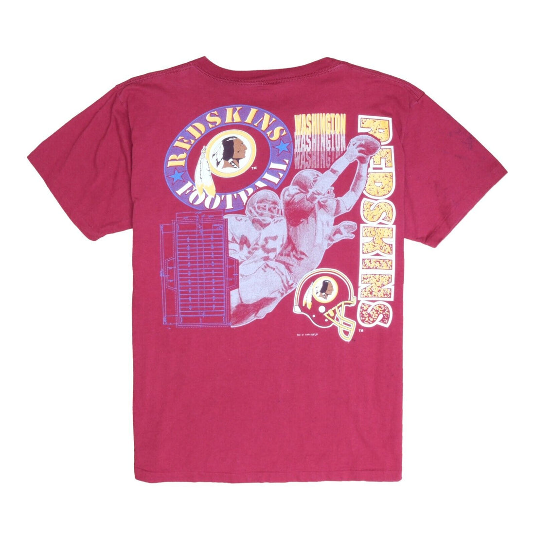 Vintage Washington Redskins Logo 7 T-Shirt Size XL Double Sided 1991 90s NFL
