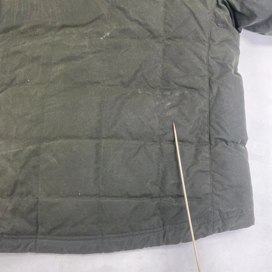 L.L. Bean Waxed Quilted Puffer Jacket Size Large Green Insulated