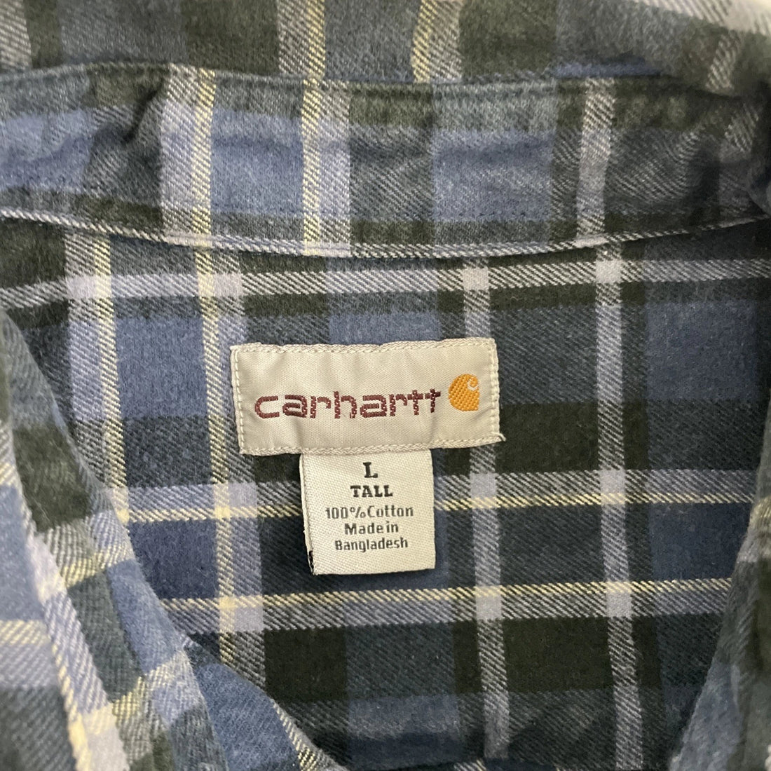 Carhartt Button Up Shirt Size Large Tall Blue Plaid