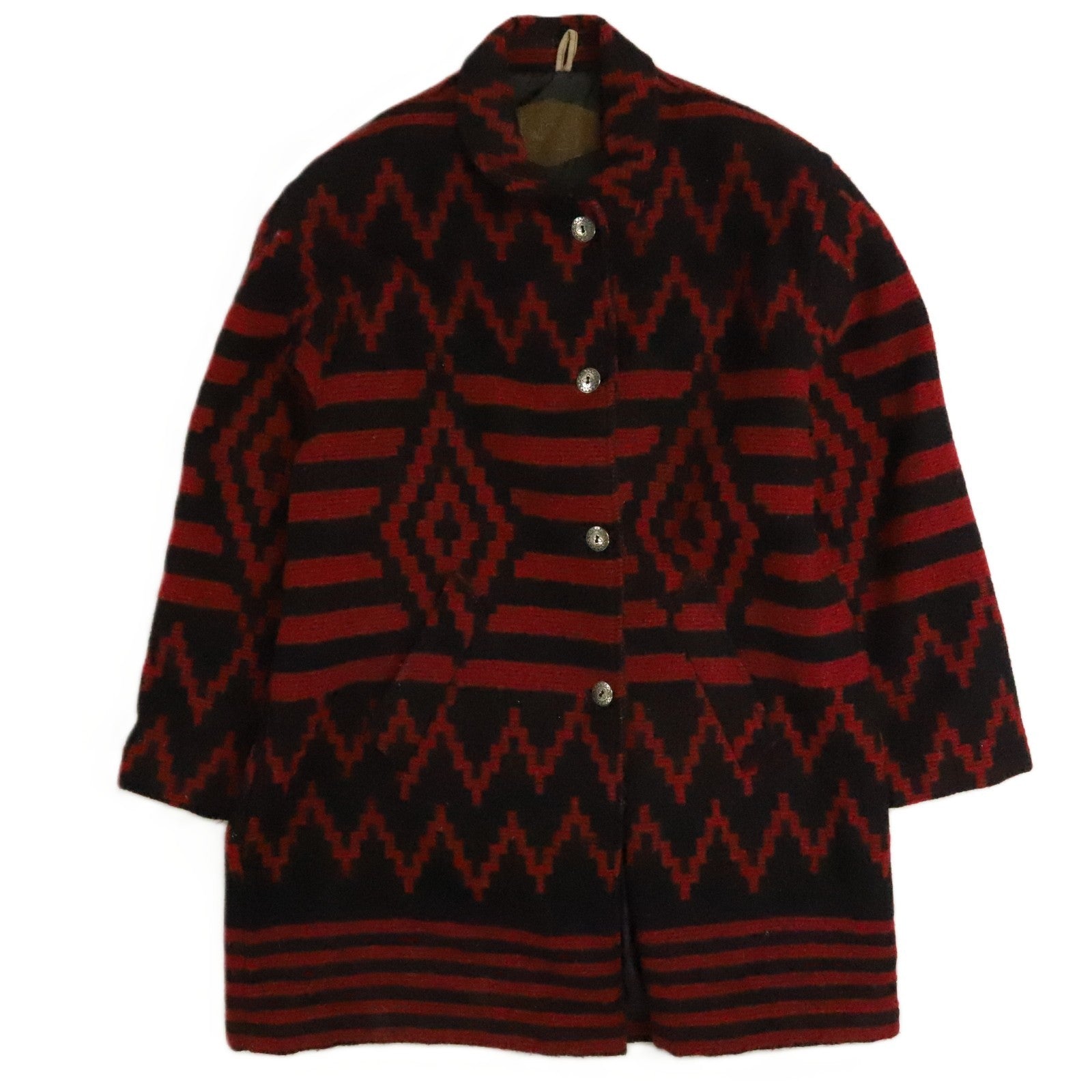 ジャケット・アウター WOOLRICH Native Pattern Wool Long Coat Vintage Woolrich Western Aztec Navajo Wool Coat Jacket
