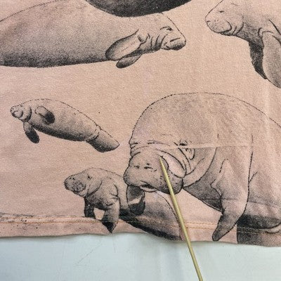 Vintage Manatee T-Shirt Size XL All Over Print Nature 90s