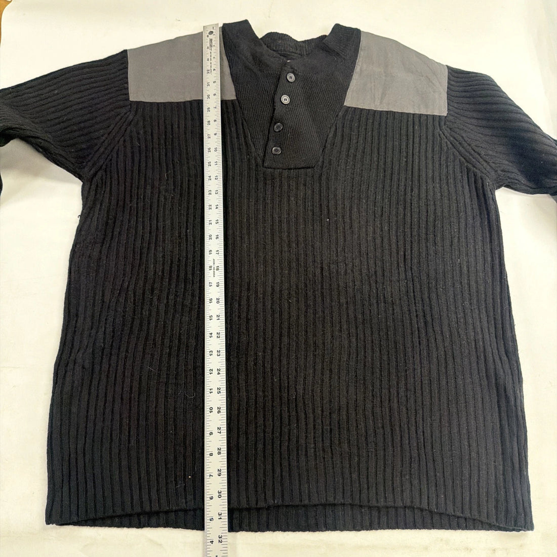 L.L. Bean Merino Wool Knit Henley Jumper Sweater Size 2XL Black