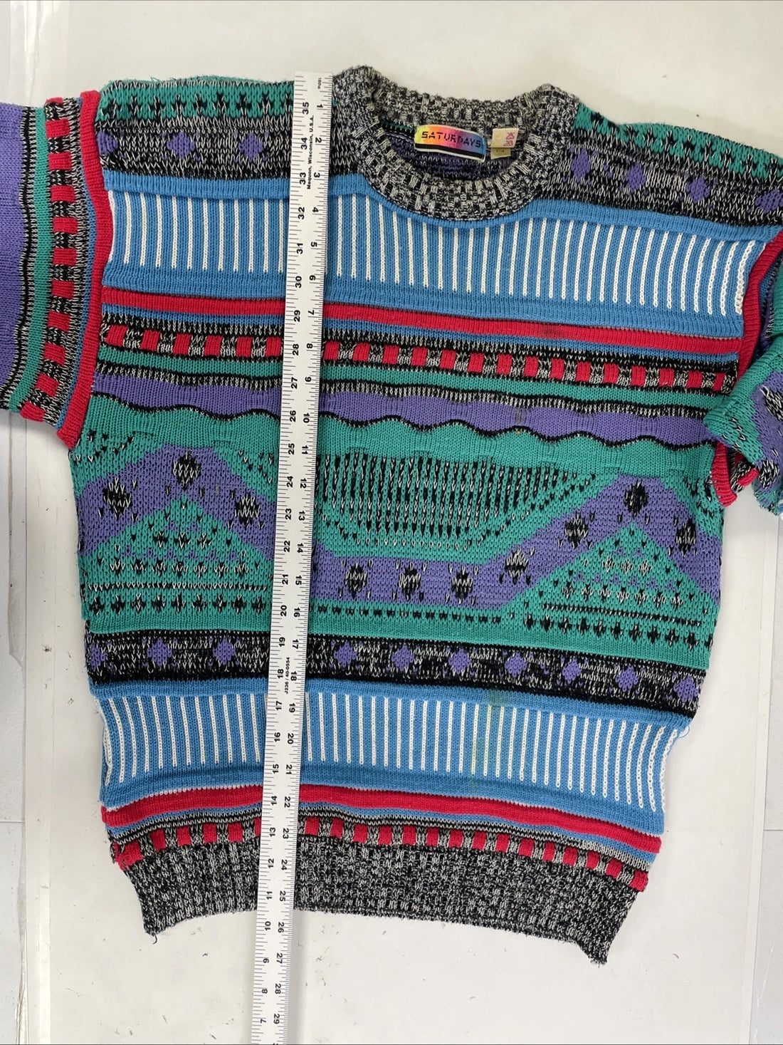 Vintage Saturdays 3D Knit Crewneck Sweater Size Large