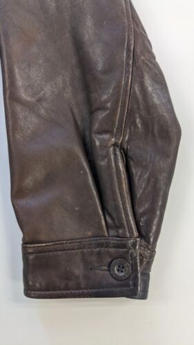 Vintage Chaps Leather Bomber Jacket Size XL Brown