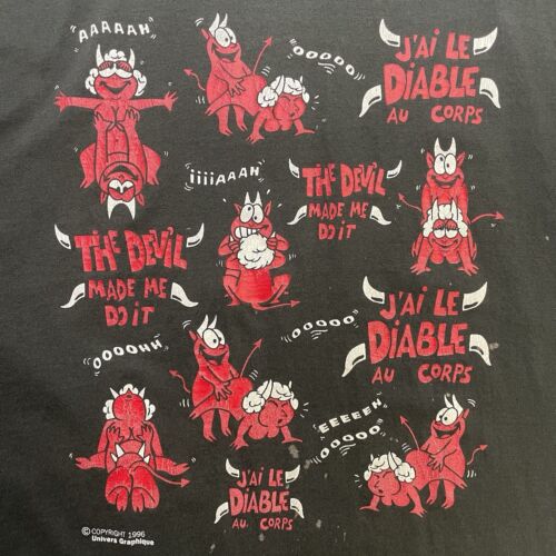 Vintage The Devil Made Me Do It Sex Positions T-Shirt Size XL 1996 90s