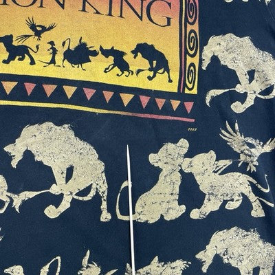 Vintage The Lion King Disney T-Shirt Size XL Black All Over Print 90s