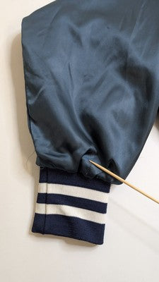 Vintage Karington Satin Bomber Jacket Size Large Blue