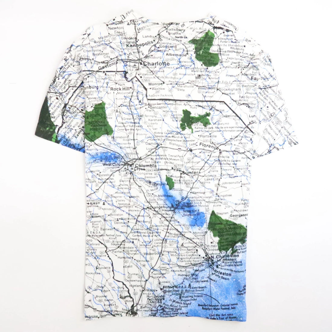 Vintage South Carolina Map T-Shirt Size XL All Over Print 90s